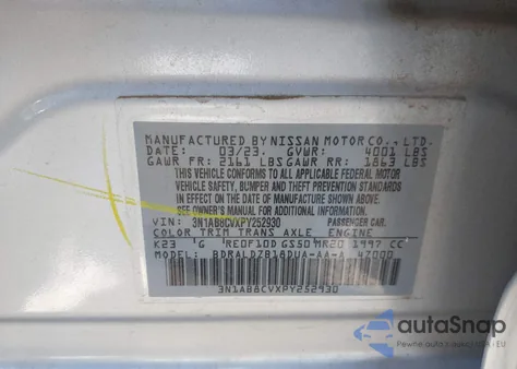 2023 Nissan Sentra Sv Xtronic Cvt z USA, uszkodzony, nr VIN 3N1AB8CVXPY252930